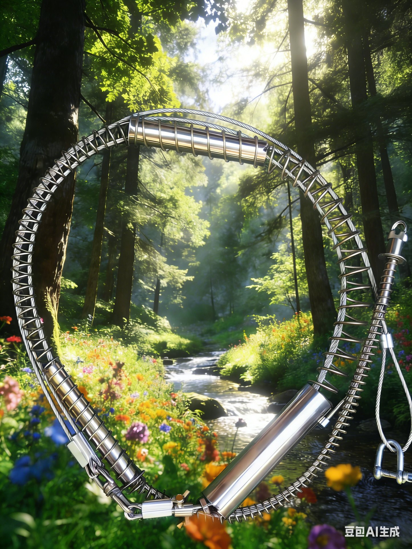 Outdoor wild stainless steel three-section pedals with three-section spring covers