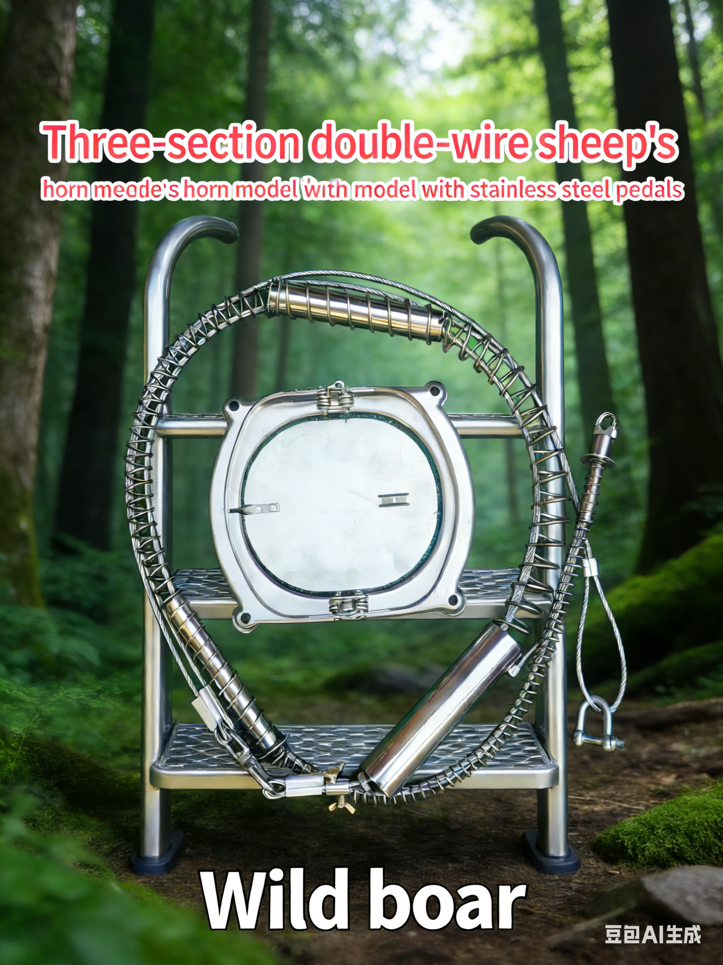Outdoor wild stainless steel three-section pedals with three-section spring covers