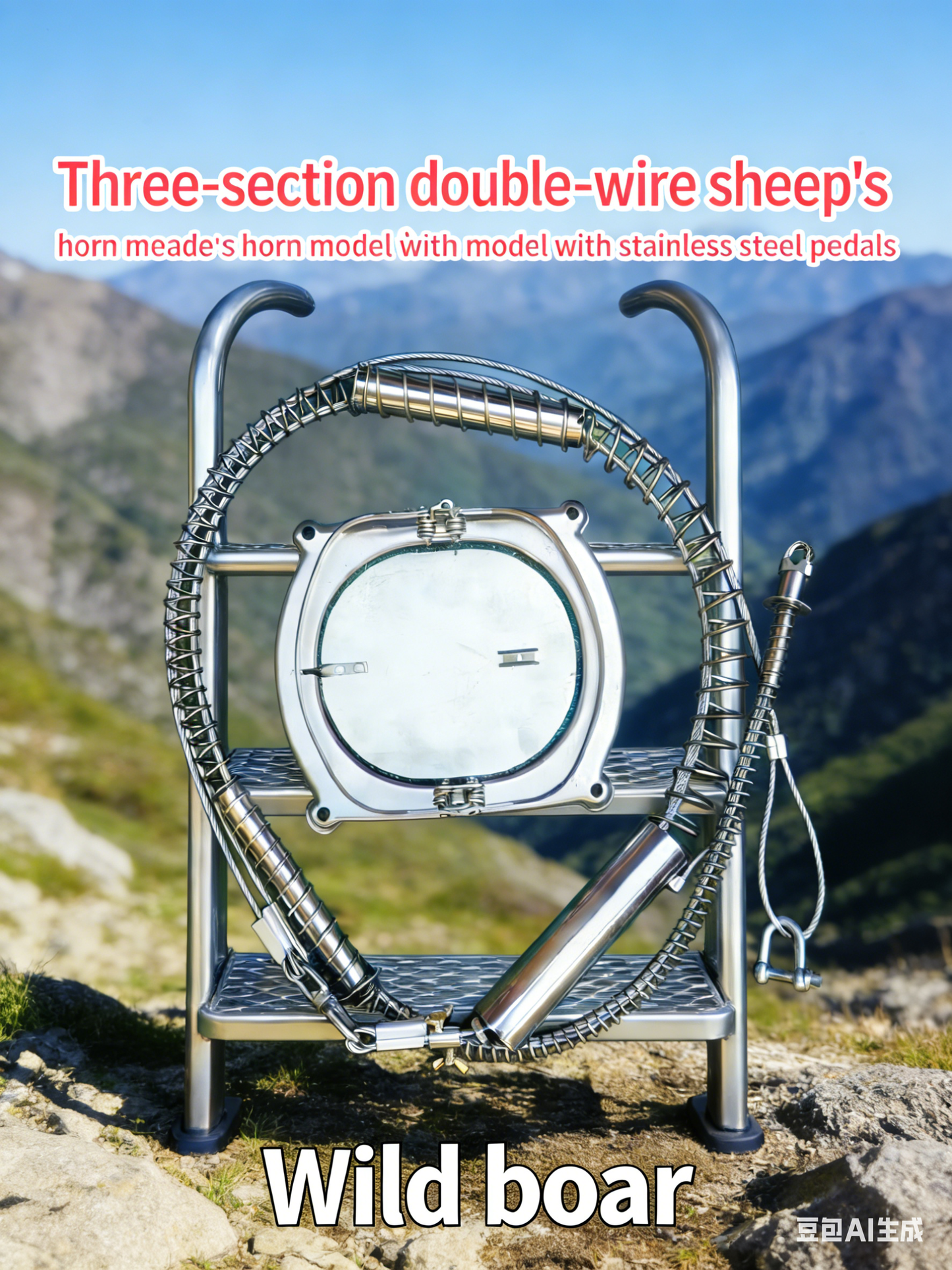 Outdoor wild stainless steel three-section pedals with three-section spring covers