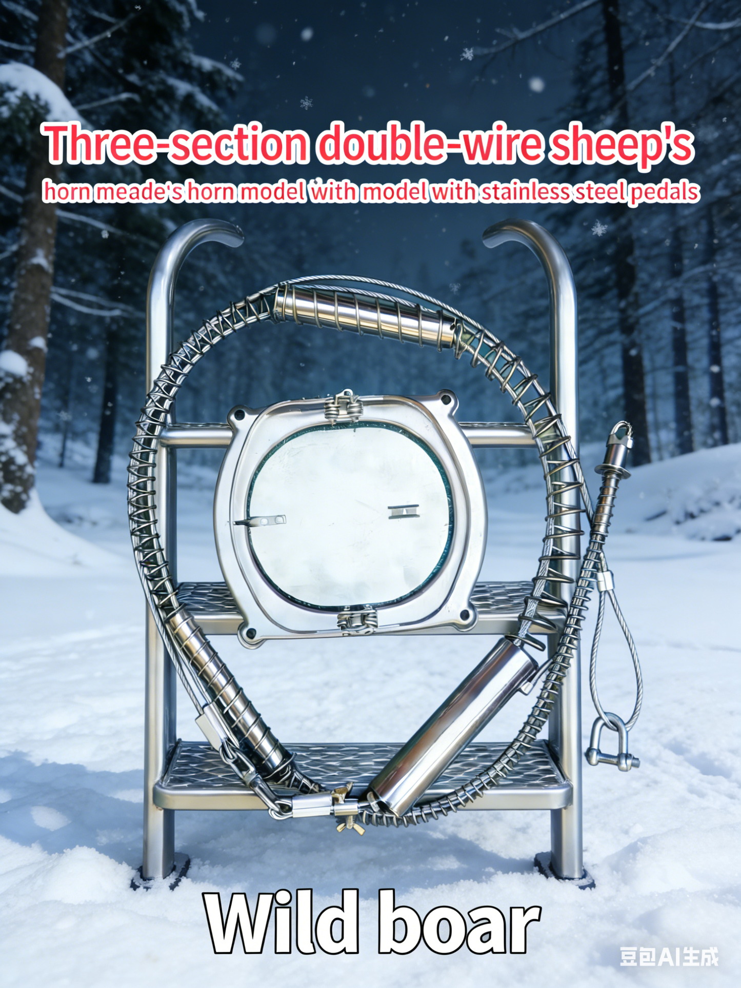 Outdoor wild stainless steel three-section pedals with three-section spring covers