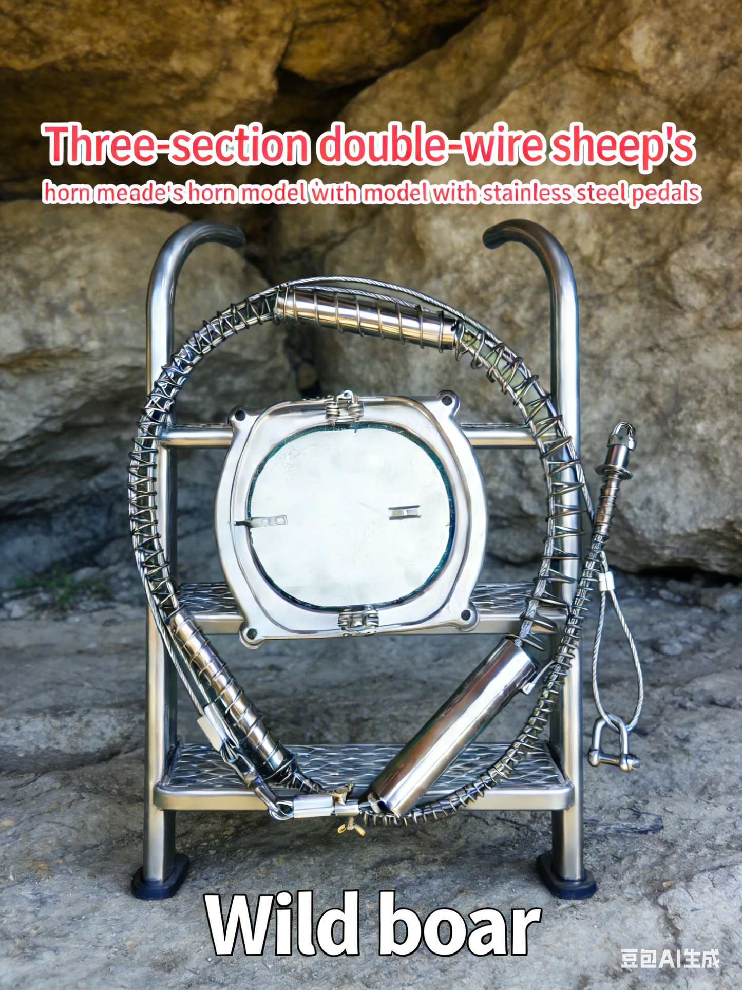 Outdoor wild stainless steel three-section pedals with three-section spring covers